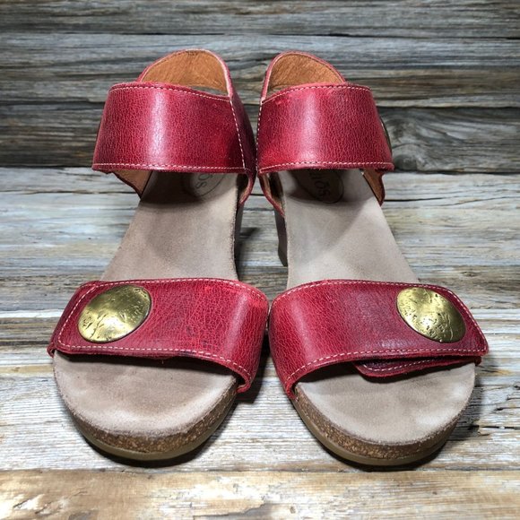 Taos 3209 Carousel 2 Red Leather Sandals Women US 6.5, EUR 37 - Picture 3 of 8